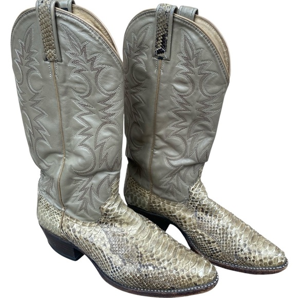 Dan Post snake skin 2 tone boots men’s SZ 9 - Picture 1 of 13